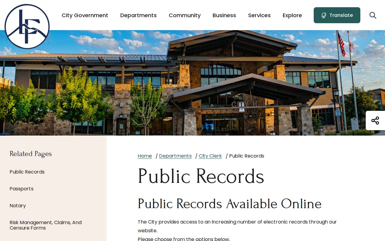 Lake Forest people search using the City Clerk public records request page